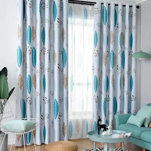Leaf Print Single Panel Blackout Curtain, Nordic Style Polyester Curtain For Living Room, Bedroom Multicolor