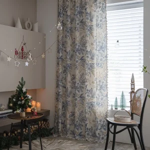 Christmas Floral Print Single Panel Blackout Curtain Multicolor