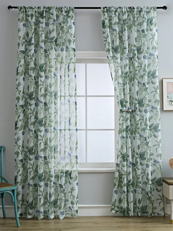 Flower Print Single Panel Curtain Multicolor