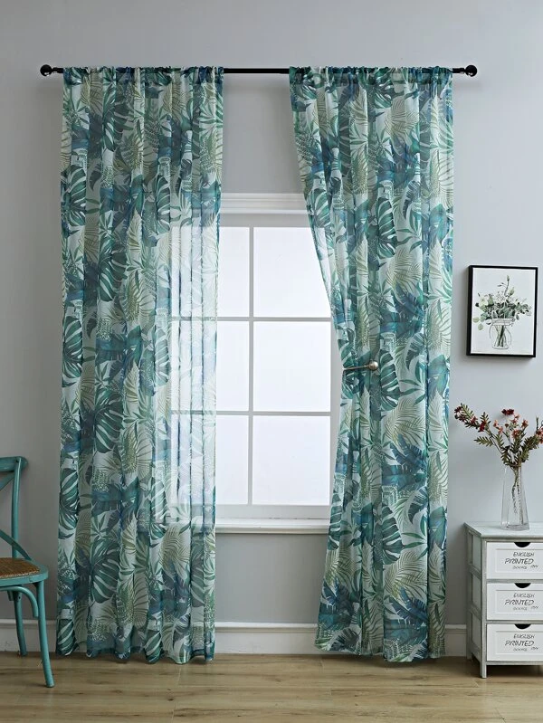 Leaf Print Single Panel Curtain Multicolor