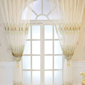 Flower Embroidered Single Panel Sheer Curtain Multicolor