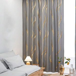 1pc Silver-Treated Blackout Curtain Grey