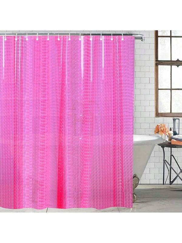 1pc Pink Cat Eye Shower Curtain, Eva Waterproof Fabric, Fashionable Window Curtain, Ideal For Dating, Party, Bathroom, Dorm, Commercial Plaza, With Metal Ring Holes, 12 Plastic Hooks, Dimension: 71in*71in Pink
