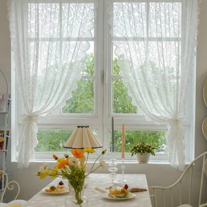 2pc Paste Type , Gauze Curtains,  For Blockout Living Room Home, Kitchen, Room, And Party Decor - Easy To Install White