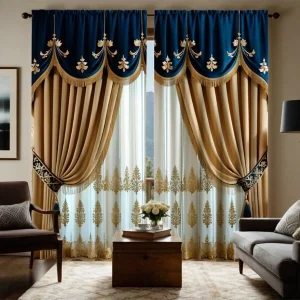 2pcs Digital Printed High Definition Curtains, Yellow Color Block Design, Luxury Drape Decor For Living Room Bedroom Yellow