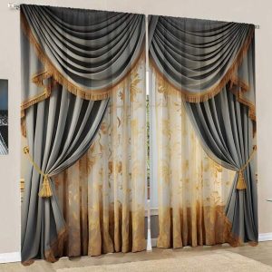 Luxurious 2-Piece European Patterned Curtain Panels - Thermal Insulated Twill Weave, Light-Filtering Design For Bedrooms, Living Rooms, And Offices - Stylish, Energy-Saving, All-Season Decor Multicolor