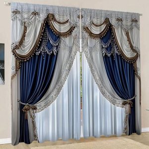 Luxurious 2-Piece European Patterned Curtain Panels - Thermal Insulated Twill Weave, Light-Filtering Design For Bedrooms, Living Rooms, And Offices - Stylish, Energy-Saving, All-Season Decor Multicolor
